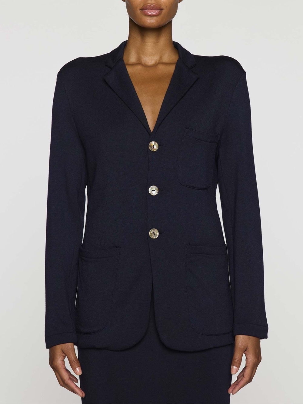 Bleusalt Black Modal Abalone Button Patch Blazer L